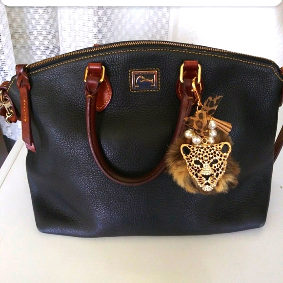 Dooney & Bourke Handbags - Black Satchel with strap and charm